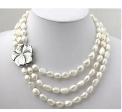 

Hot sell Noble- SHIPPING>>>@@ 3 Rows White Freshwater Pearl Necklace Choker