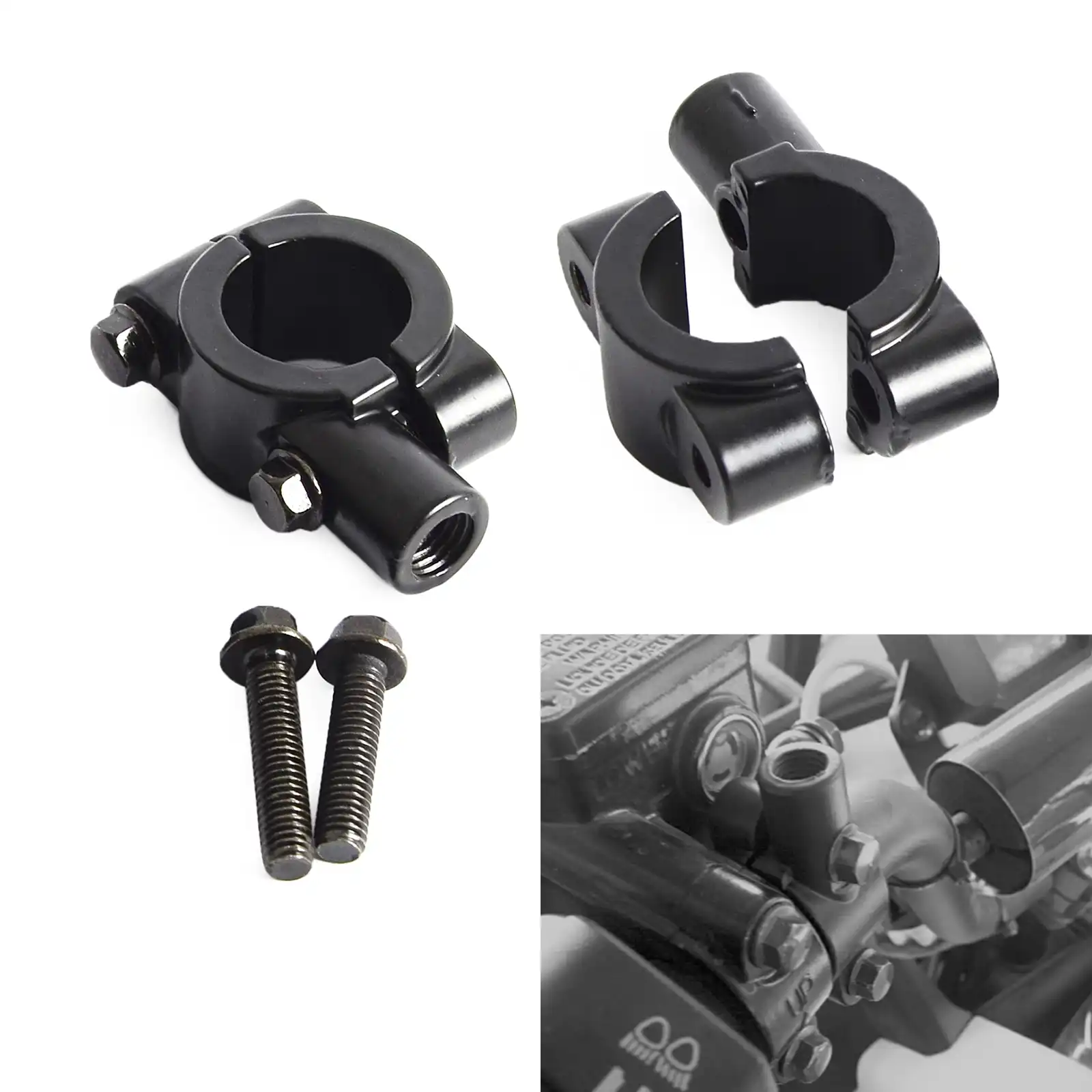 ULTECHNOVO Pair of Motorcycle Mirror Mount 10mm 7//8 Inch Aluminum Handlebar Mirror Mount Clamp for 22mm Handlebar Mirror Mount Holder Calmp for Moto,Bicycle
