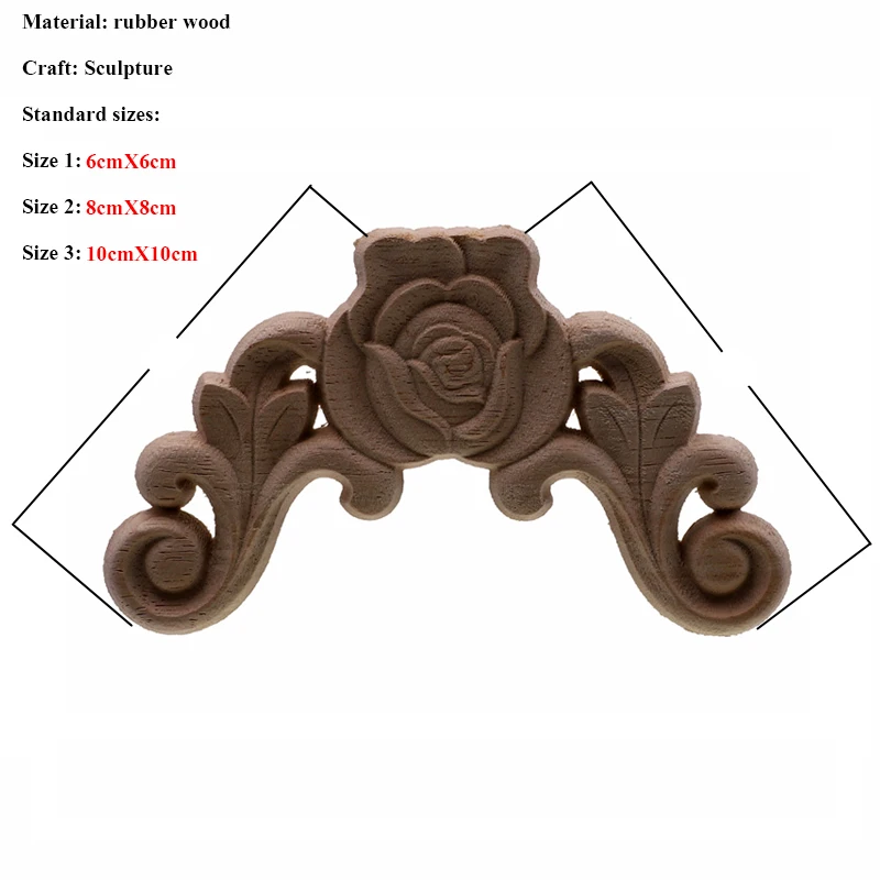 Wooden Applique Unpainted Wood Carved Corner Onlay Frame Home Furniture Wall Cabinet Door Decor Crafts 4Pcs/lot
