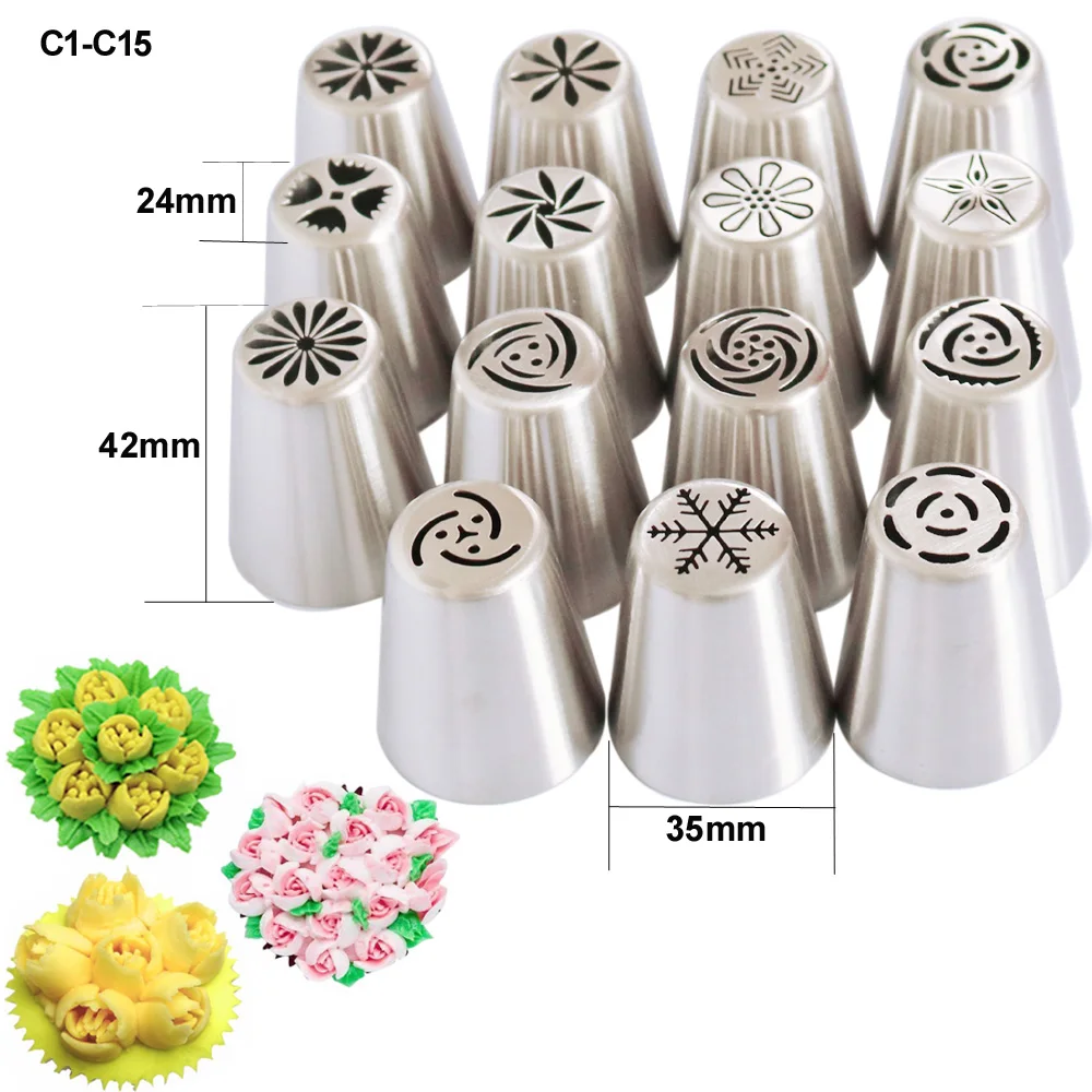 78PCS/SET Stainless Steel Russian Nozzles Icing Piping Pastry Tips Cake Decorating Tools 2Pcs Pastry Bag 2 Coupler 1 Brush CS008