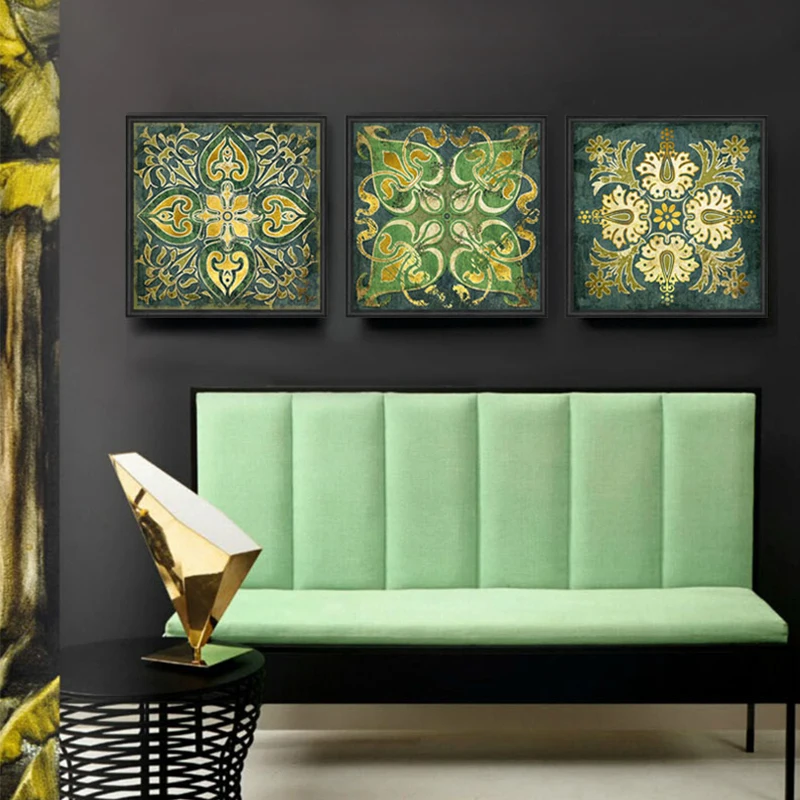 Emerald-Indian-national-pattern-retro-3-piece-canvas-wall-art-home-decor-painting-for-living-room (2)