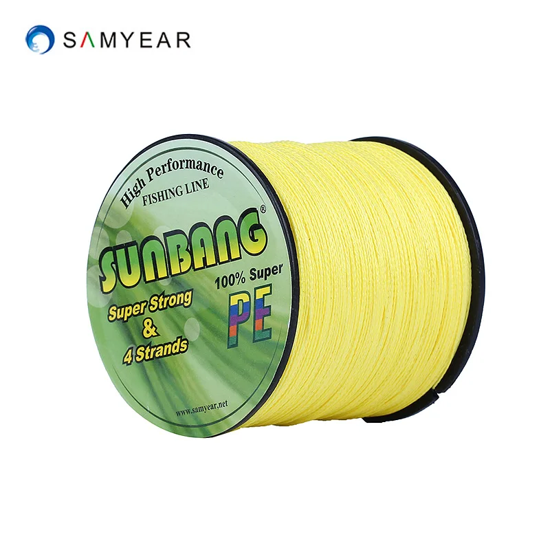 300 м 4 нити плетеная леска 8-60LB многонитиевая веревка PE линия SUNBANG - Цвет: yellow