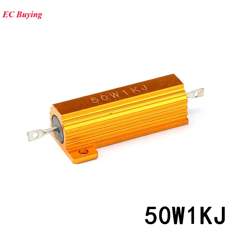 Us 1 27 9 Off Rx24 50w 1k Metal Aluminum Case High Power Resistor Golden Metal Shell Case Heat Sink Resistor 1000 Ohm In Resistors From Electronic