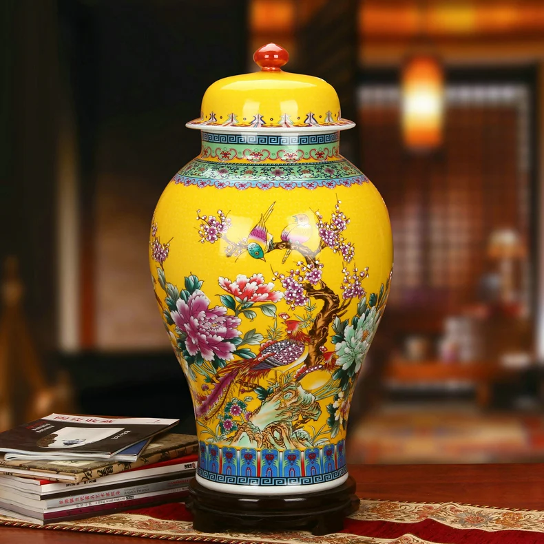 Vintage Yellow Ginger Jar Vases Home Décor Home & Living