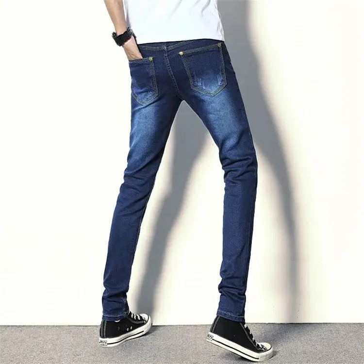 Мужские синие обтягивающие джинсы изящные джинсы из хлопчатобумажной ткани новые весенне-летние мужские Стрейчевые длинные джинсы повседневные джинсовые брюки Размер 36