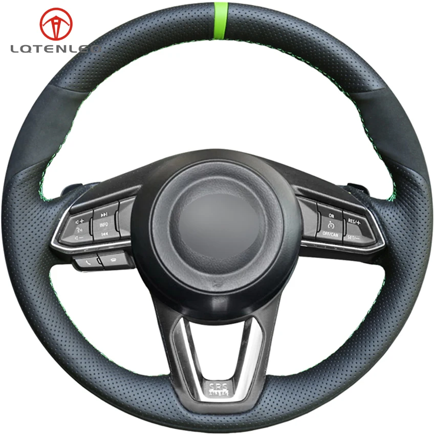 

LQTENLEO Black Leather Suede Car Steering Wheel Cover For Mazda 3 Axela 2017-2019 Mazda 6 Atenza 2017-2019 CX-3 CX-4 CX-5 CX-9