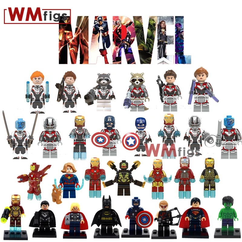 

50PCS/Lot Legoing Iron Ma Marvel Avengers Endgame Minifigs Thor War Machine Hulk Ant Man super heroes Building Blocks toys gift