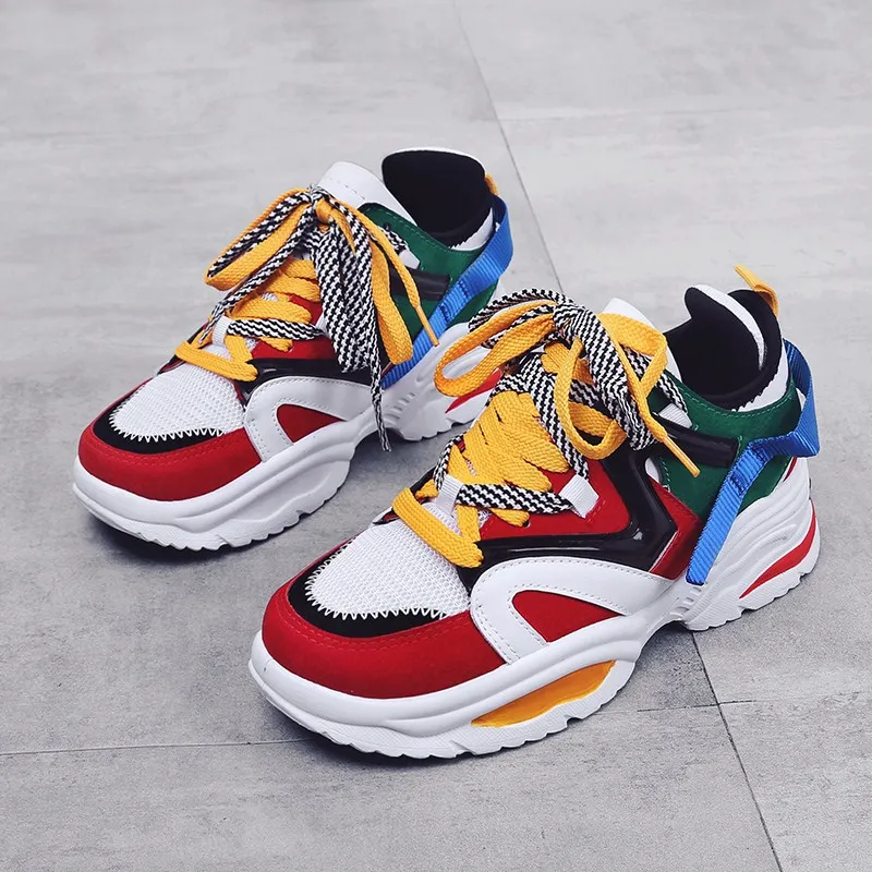 

High Quality Brand Women Fashion Casual Sneakers Female Lace Up Platform Thick Soled shoes Lovers Sneakers Shoes 35-44 Size B014