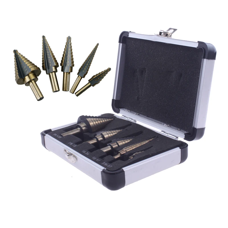 5pcs step cone drill set of drill bits for metal toolbox Hole Cutters
