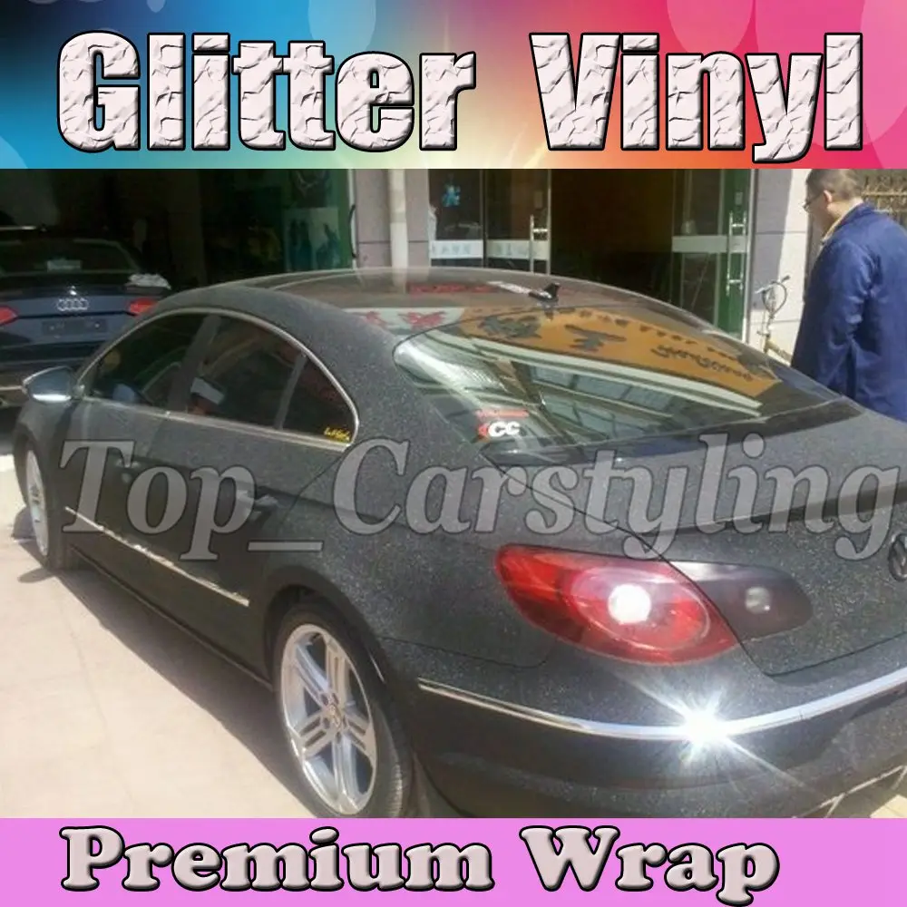 Black glitter frosty vinyl car wrap film sandy 3m (3)