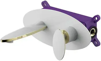 

Free shipping oval Style Wall Mount Bathroom Sink Faucet mixer tap gold white color New