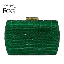 Boutique De FGG элегантные женские вечерние сумочки с зеленым Изумрудом и кристаллами, металлический жесткий чехол, Свадебная вечеринка, вечерняя сумка-клатч со стразами
