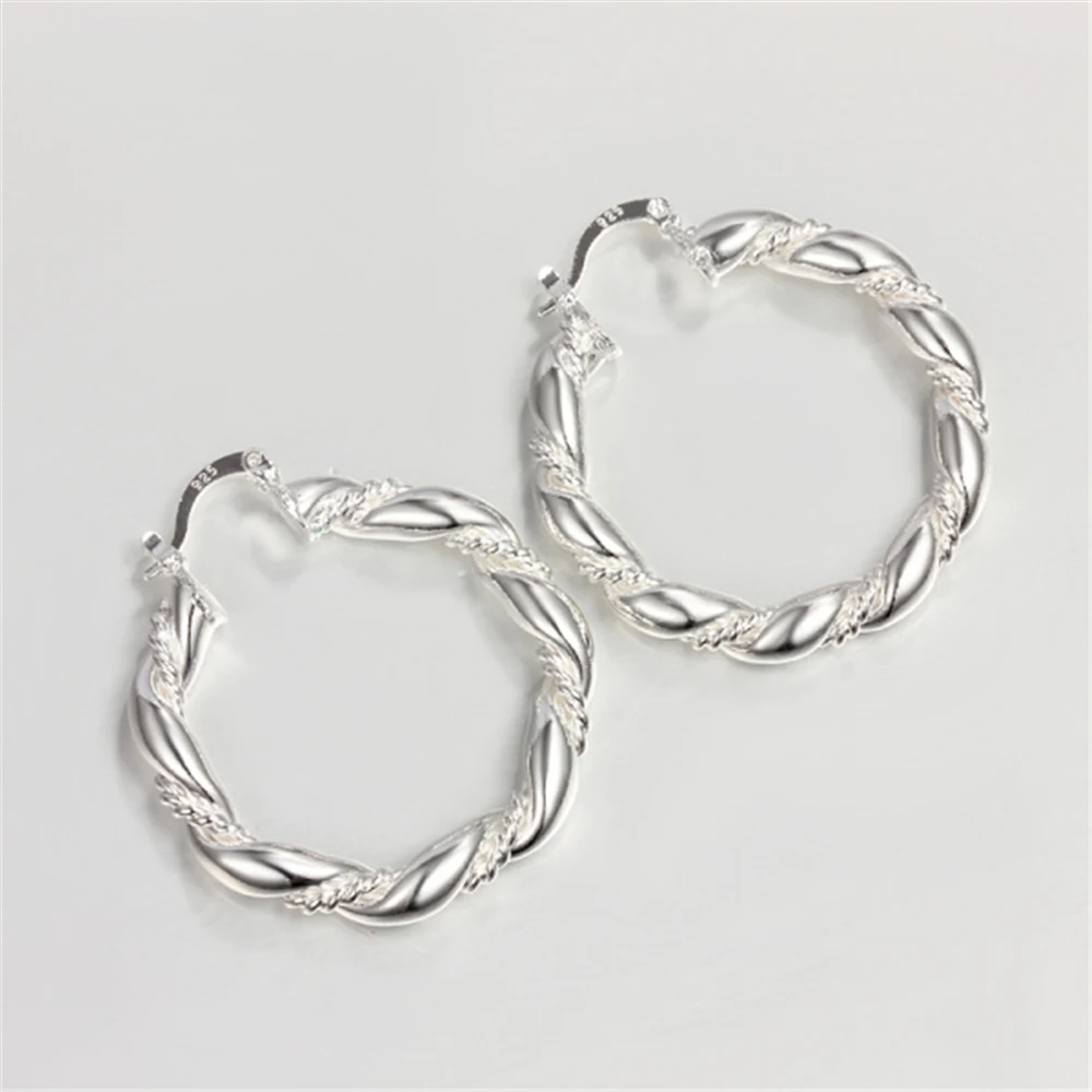 Hot sale High Quality 925 Pure Silver Ear Hemp Rope Earrings Fashion