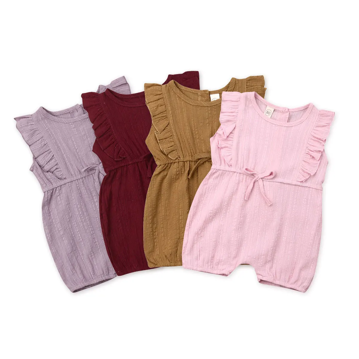 

Newborn Baby Girls Ruffle Romper Summer Baby Girl Clothing Cotton Jumpsuit Playsuit Sunsuit Solid Baby Costumes