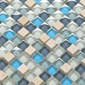 

Mediterranean Blue Glass Crystal Ice Crack Ceramic Mosaic tile for kitchen backsplash Waistline bathroom wall building material