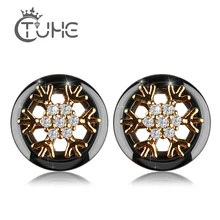 Для женщин серьги, Ювелирное Украшение из розового золота Украшенные стразами цветок Керамика серьги Модные украшения