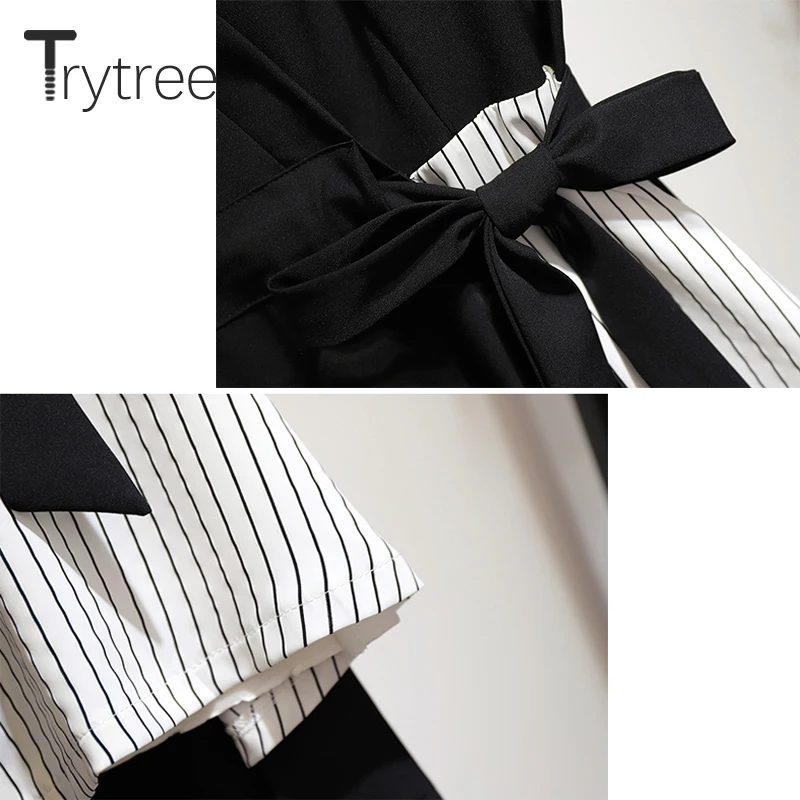 Платье Trytree женское летнее повседневное с V образным вырезом черная рубашка в