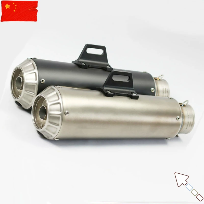 

61mm Black/Titanium Color Inlet Motorcycle Exhaust Muffler Pipe Racing Sport Motorbike For BJ600 Z800 KTM390 SC017