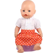 White Short Shirt And Red Dots Skirts Wear Fit 43cm Baby Born zapf Children Best Birthday