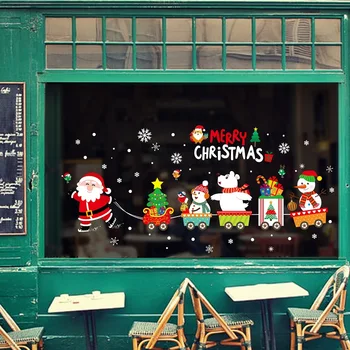 

DIY Merry Christmas Wall Stickers Window Glass Festival Decals Santa Murals New Year Christmas Decorations For Home Decor New