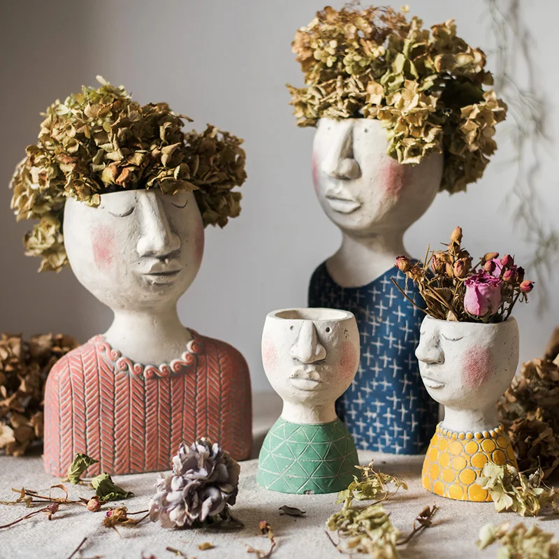 

Ceramic Flower Pot Planter Decoration Garden Artistic Portrait Sculpture