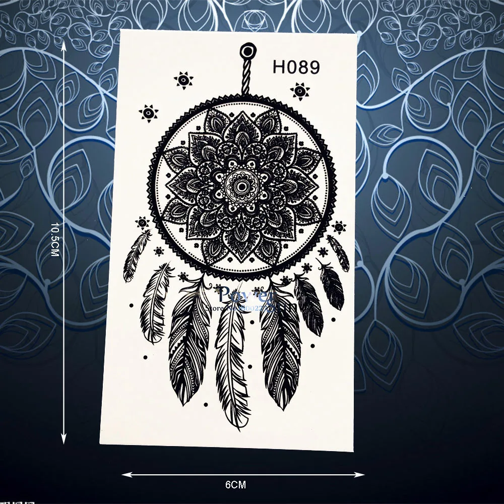 Non Toxic Black Ink Henna Temporary Tattoo Sticker Waterproof