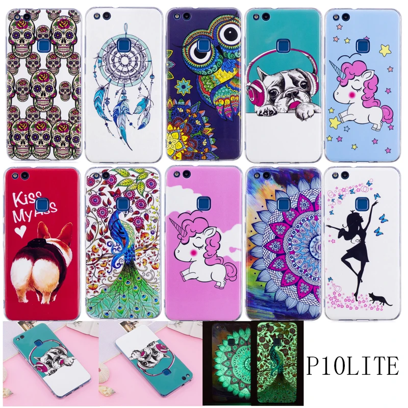 

Case For Huawei P 10 Lite Case Luminous Animal Flower Anime Silicone TPU Skin Soft Back Cover Phone Case for Huawei P10 Lite