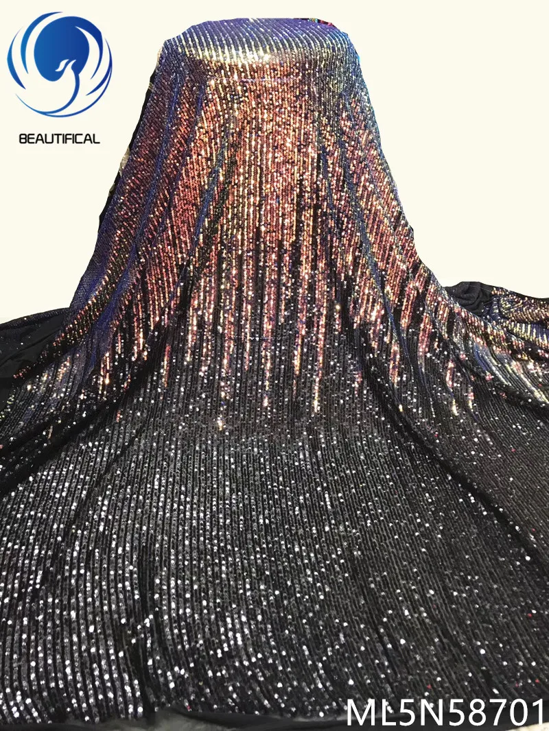 

Beautifical african lace fabrics embroidery tulle lace fabric 5yards/lot New arrival net lace nigerian sequins fabric ML5N587