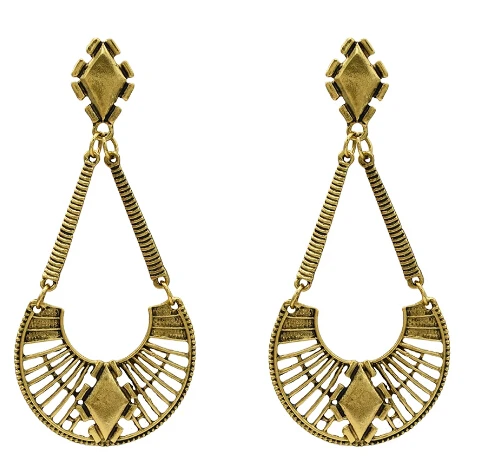 Индийские серьги-подвески в форме Луны из сплава серебра и золота в этническом стиле для женщин, круглые серьги в стиле бохо - Окраска металла: 5178 G