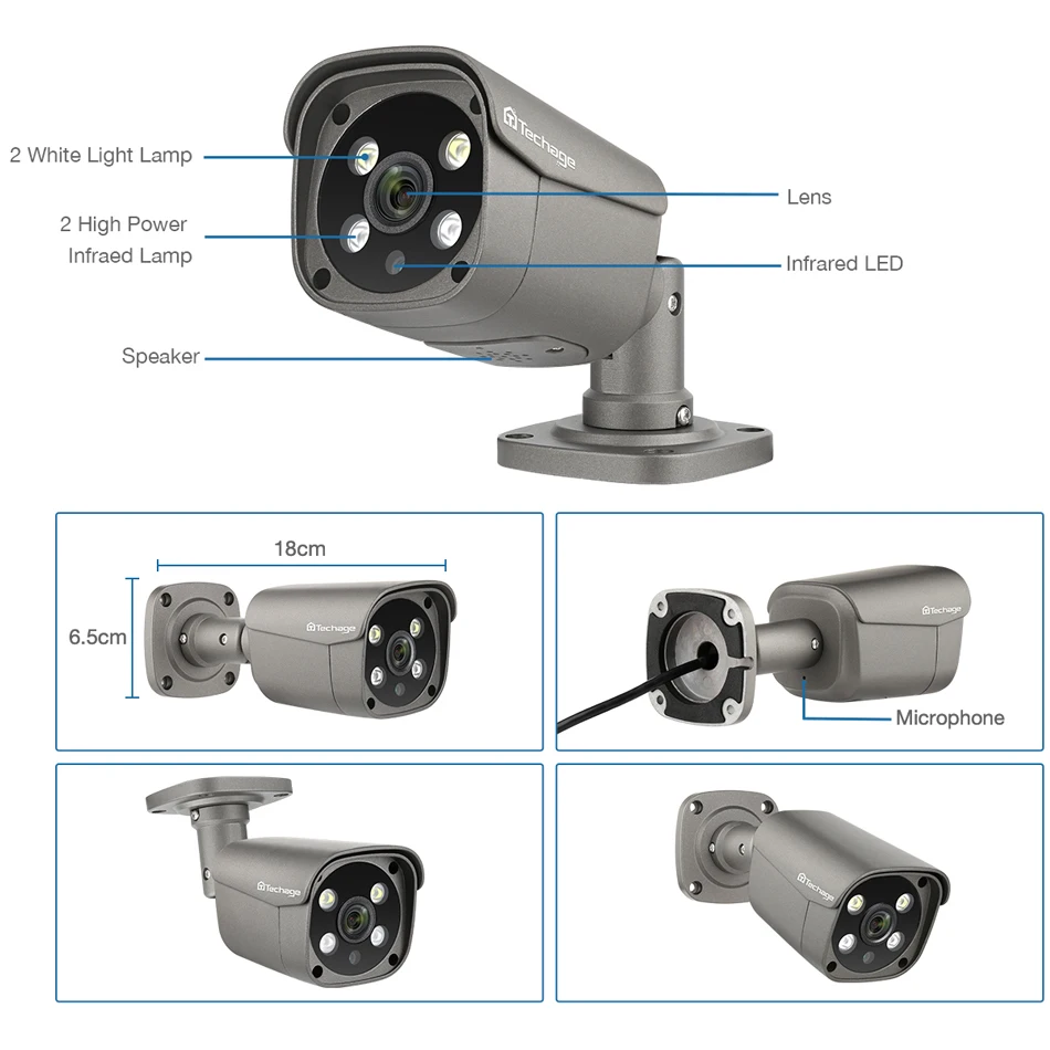  Techage H.265 8CH 5MP HD POE NVR Kit CCTV Security System Two Way Audio AI IP Camera Outdoor P2P Vi - 4.00002E+12