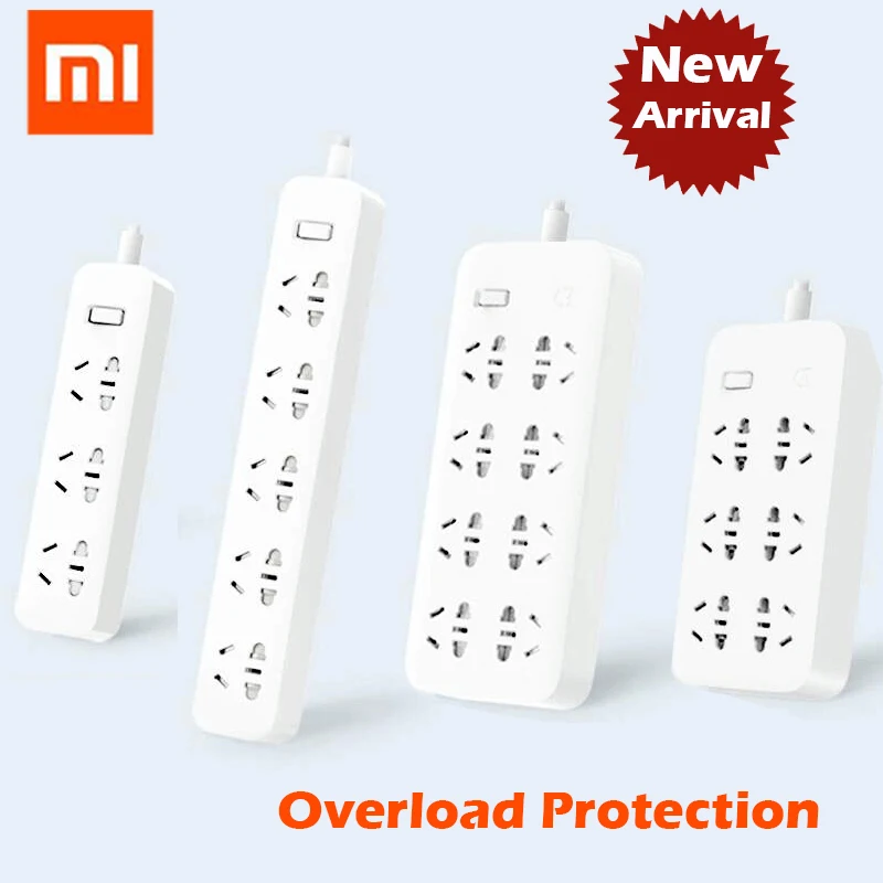 Новый удлинитель питания Xiaomi Mijia mi 3 6 8 портов розетка включения/выключения 2500 Вт