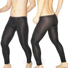 Сексуальное мужское экзотическое нижнее белье, презерватив, прозрачные эластичные прозрачные трусы длиной до лодыжки