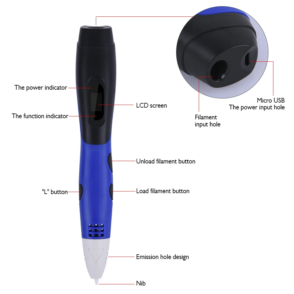 3D печать Ручка низкая температура 3D Ручка с ЖК-дисплеем PCL нити заправки автоматическая подача сумка и коврик для рисования