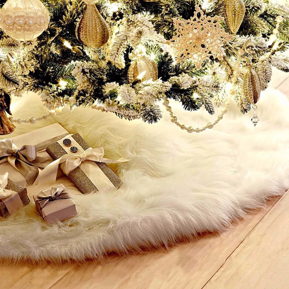 Очаровательный круглый Снежинка плюшевая Рождественская елка юбка база коврик Покрытие украшения для домашнего праздника