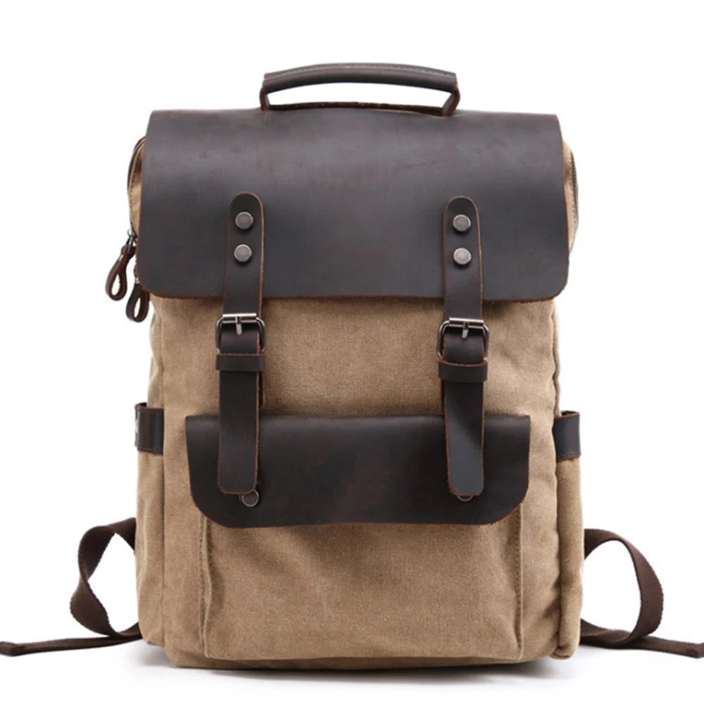 

Fashion Women Canvas Bag Pure Color Multifunction Large Capacity Backpacks Vintage Student Schoolbag Trend Men Travel Knapsack