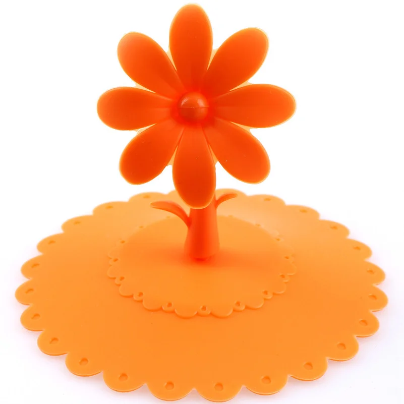 

1Pc Sunflower Cup Lid Dustproof Reusable Silicone Drinkware Cup Lid DIY Insulation Cup Cover Pink/Blue/Red/Green/Yellow
