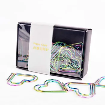 

Plating Colorful heart Office Accessories Account Hand Clip Love Bookmarks Clips Office Accessories Paper Clips Para Papel