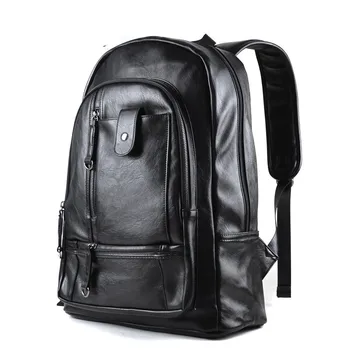 

PU Leather Men's Backpack Youth School Bags for Teenagers Male Black Color Fashion Travel Backpacks Bag