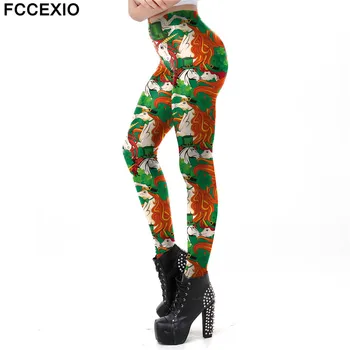 

FCCEXIO New Design Lucky Clover Leggings Women Patrick's Day Unicorn 3D Printed Workout Fitness Leggins Skinny Plus Size Legging