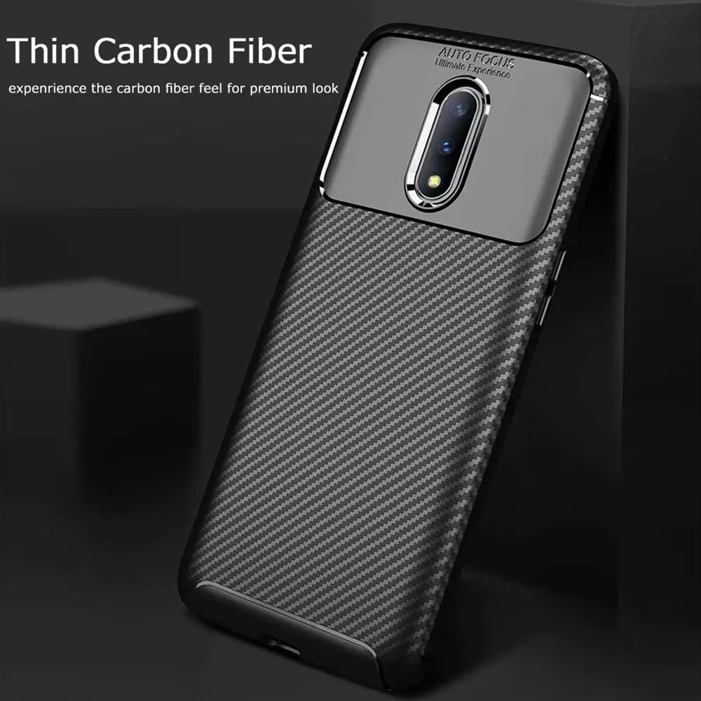 For Oneplus 7 Case Carbon Fiber Texture Luxury Soft TPU Silicone Full