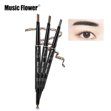 3 цвета Music Flower макияж бренд 2 в 1 автоматический карандаш для бровей+ пудра для бровей комплект натуральный кремово-брови ручка стойкий