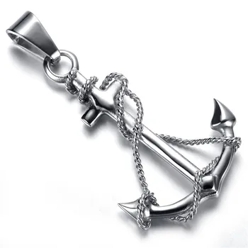 

Vintage Silver color Men 316L Stainless Steel Anchor Charm Pendant