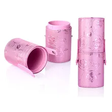 2016 Empty PU Leather Cosmetic Case Portable Storage Makeup Bags Organizer Brush Holder Cup 9 Colors H9