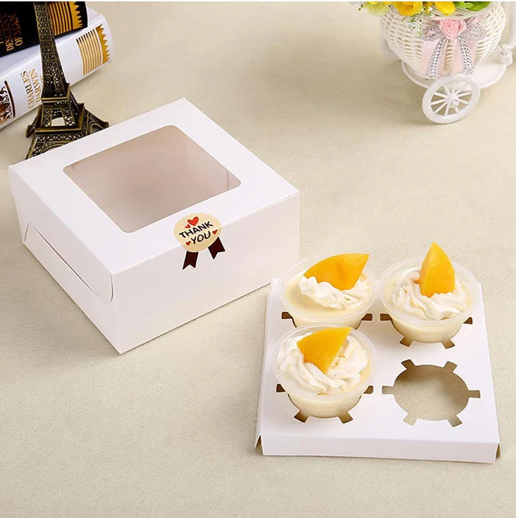 

5PCS Kraft Paper Box Cake Window Gift Paper Packaging Wedding Party Brown White Dessert Mousse Cupcake Box 12 Cup Cake Holder