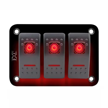 

12V-24V 3 Gang red Rocker Switch Panel Circuit Breaker Boat Marine Waterproof cigarette lighter Circuit Breakers Rocker Switch