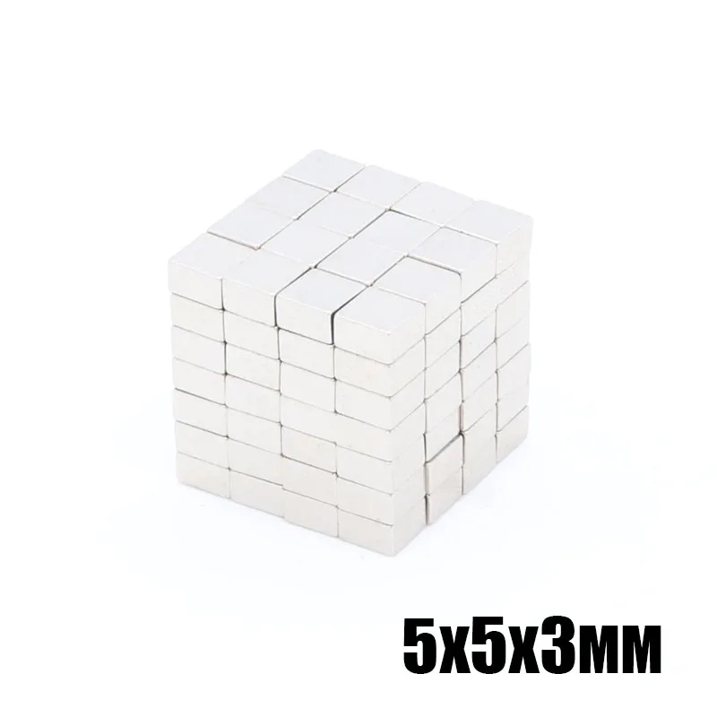 500 шт. 5x5x3 мм Мини N35 класс супер мощный магнитный блок NdFeB кубовидные