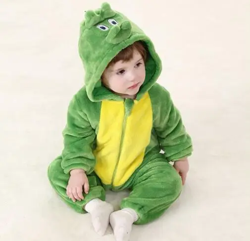 Весенне-осенний тонкий комбинезон унисекс для малышей; Рождественский комбинезон; костюм зеленого динозавра