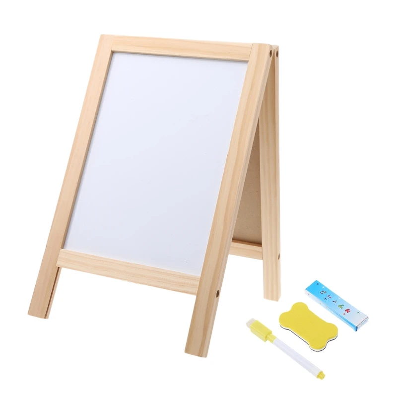 Mini Wooden Tripod Blackboard Small Double Easel Message Board Whiteboard