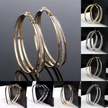 Женские простые дикие серьги, многослойные матовые сережки, круглые большие круглые серьги-кольца, ювелирные изделия для ушей, аксессуары