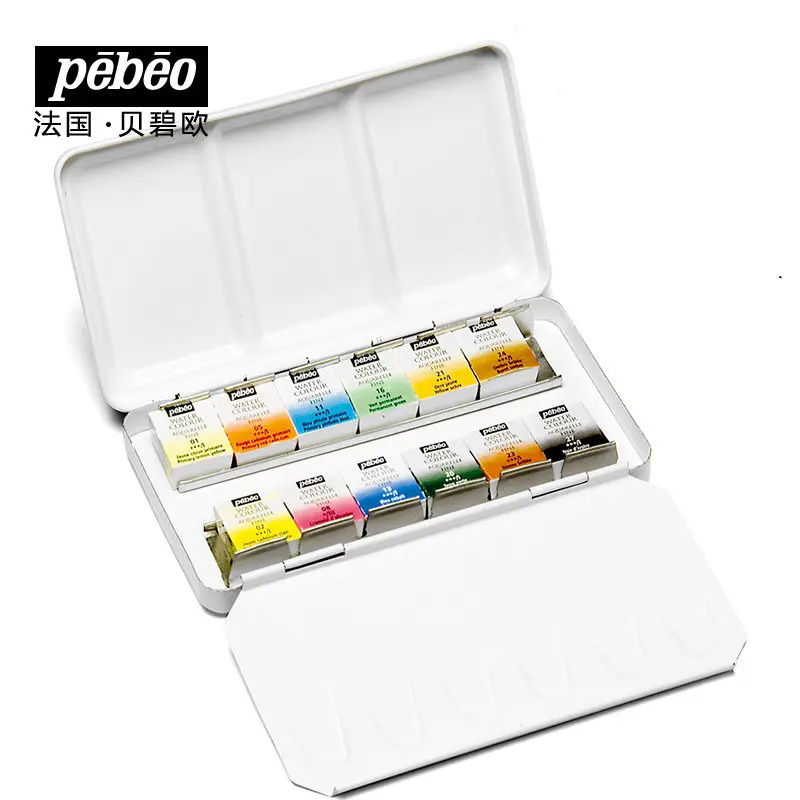 PEBEO WATERCOLOUR AQUARELLE FINE Solid Watercolor Paint Set 12 Color 24 Color Round Metal Box